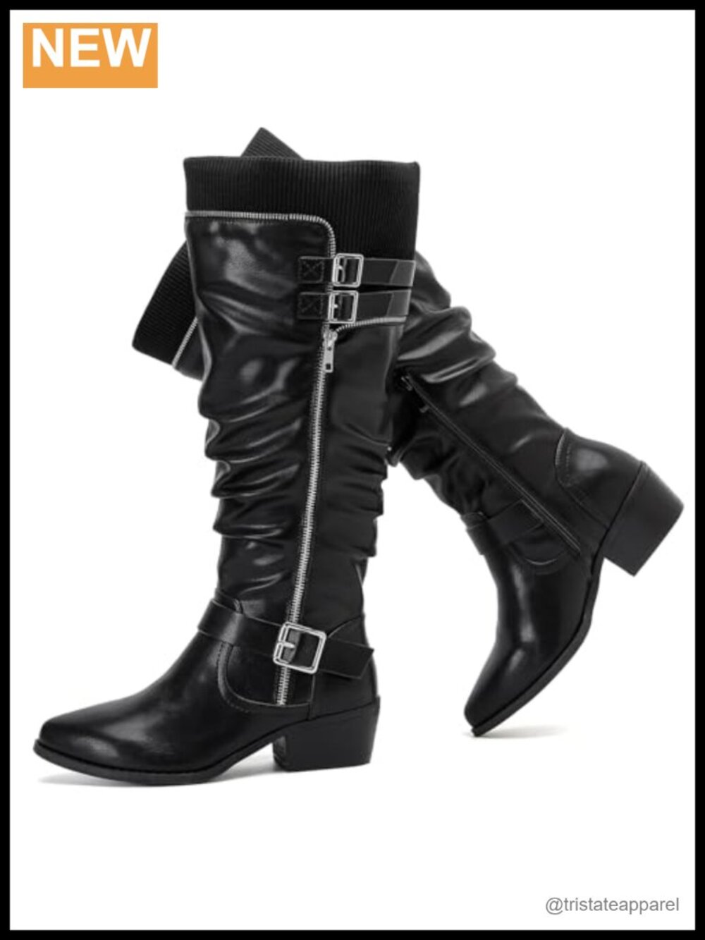 Extra Wide Calf Knee High Boots Wide Width Low Heeled Zip Closure Winter Fall